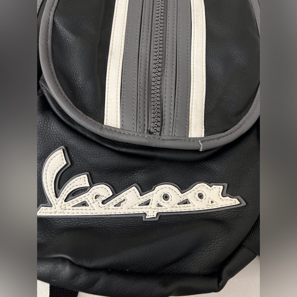 Vespa Black Backpack with multiple pockets, heavy duty zippers. Faux leather - Picture 3 of 14